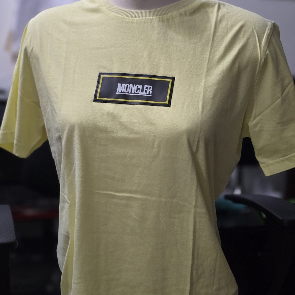 Moncler Yellow Short Sleeve Tee Soft Crew Neck